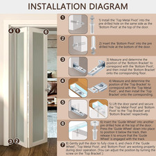 Bifold Closet Door Hardware Kit with Top/Bottom Bracket, Guide Wheel & Pivot ...