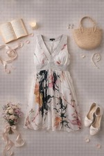 Vintage Next Floral Midi Dress Sz 12 Cottagecore Fairy Coquette Style