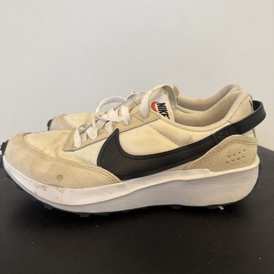 Nike Womens Waffle Debut White Beige Black Suede Sz 8.5 Walking Running Shoe