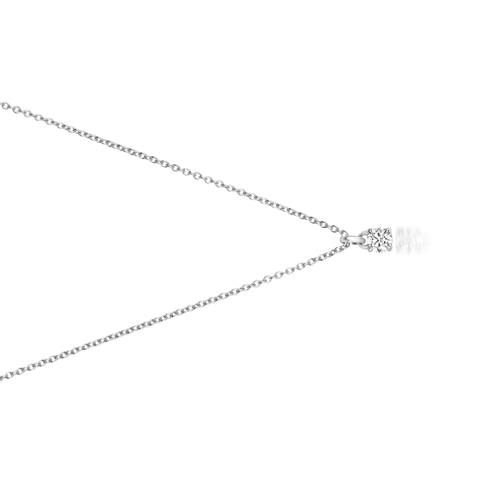 1 collar de diamantes naturales de 4 garras de oro blanco de 18 quilates con sello hecho en Gran Bretaña Foto 3 de 4