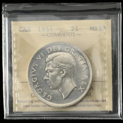 1951 $1 *Arnprior* ICCS MS63 Canada Silver Dollar Blast White Uncirculated