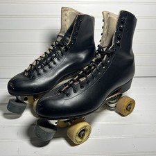 VTG Riedell Red Wing 220 Black Roller Skates Mens 10 Hyper Tracer Wheels USA