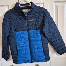 Columbia Powder Lite Youth Omni-Heat Puffer Jacket Colorblock Blue Size MED EUC