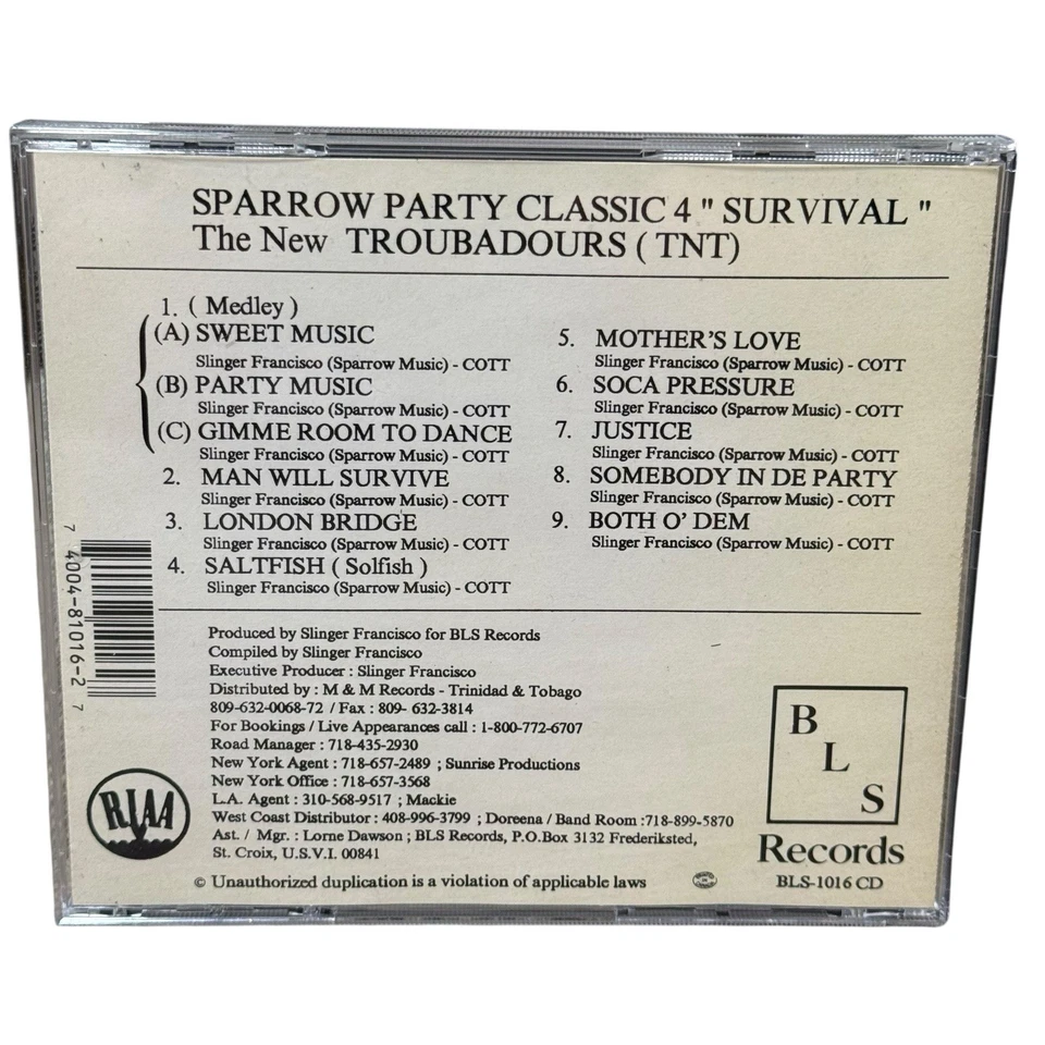 Sparrow Party Classic 4 Survival CD Calypso Soca Caribbean Reggae Hits BLS Foto 3 de 4