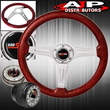 Slim Quick Release + Hub For 03-15 Accord + Metallic Red Godsnow Steering Wheel