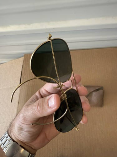58/14MM VINTAGE B&L RAY BAN USA G15 CABLE WRAP-AROUNDS ARISTA AVIATOR SUNGLASSES - Picture 11 of 24