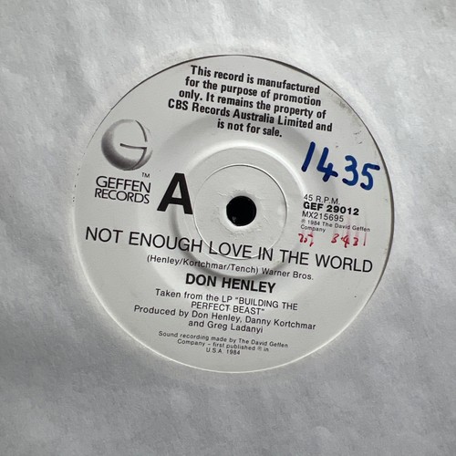 ‘Not Enough Love in the World’ - Don Henley, Vinyl Single Rare Promo ‘84 USA - Picture 3 of 10