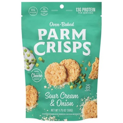 Parm Crisps Snacks, OvenBaked Sour Cream & Onion Cheese Snack, 1.75 oz Pack o...