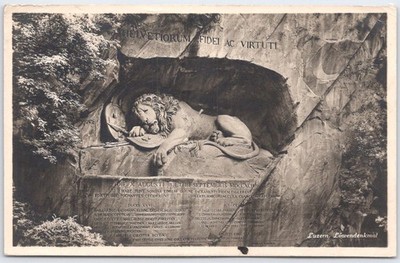 Vintage Luzern Löwendenkmal Lion Monument Switzerland Postcard 1929