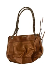 VTG Purse Rare Chain Strap MAB Tote Cognac Leather Shoulder Bag REBECCA MINKOFF
