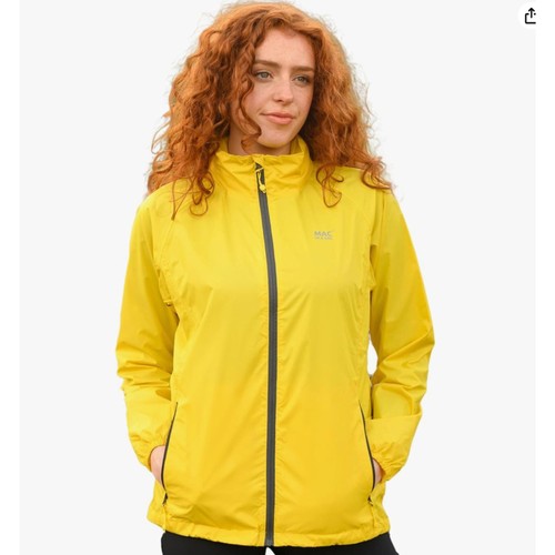 Mac in a Sac Origin Yellow Women’s Lightweight Waterproof Rain Jacket Size L