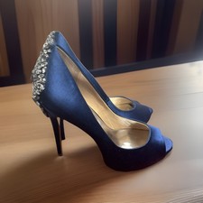 Badgley Mischka Kiara Women's Blue Heels Wedding Prom Rhinestones Formal Size 8