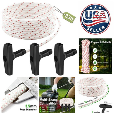#ad Ergonomic 33 ft Pull Cord Rope Durable Starter Solution for Lawn Mowers amp; More $16.79