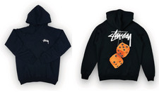 Stussy Dice Logo Black Unisex Hoodie Modern Streetwear Pullover Reprint S-5XL