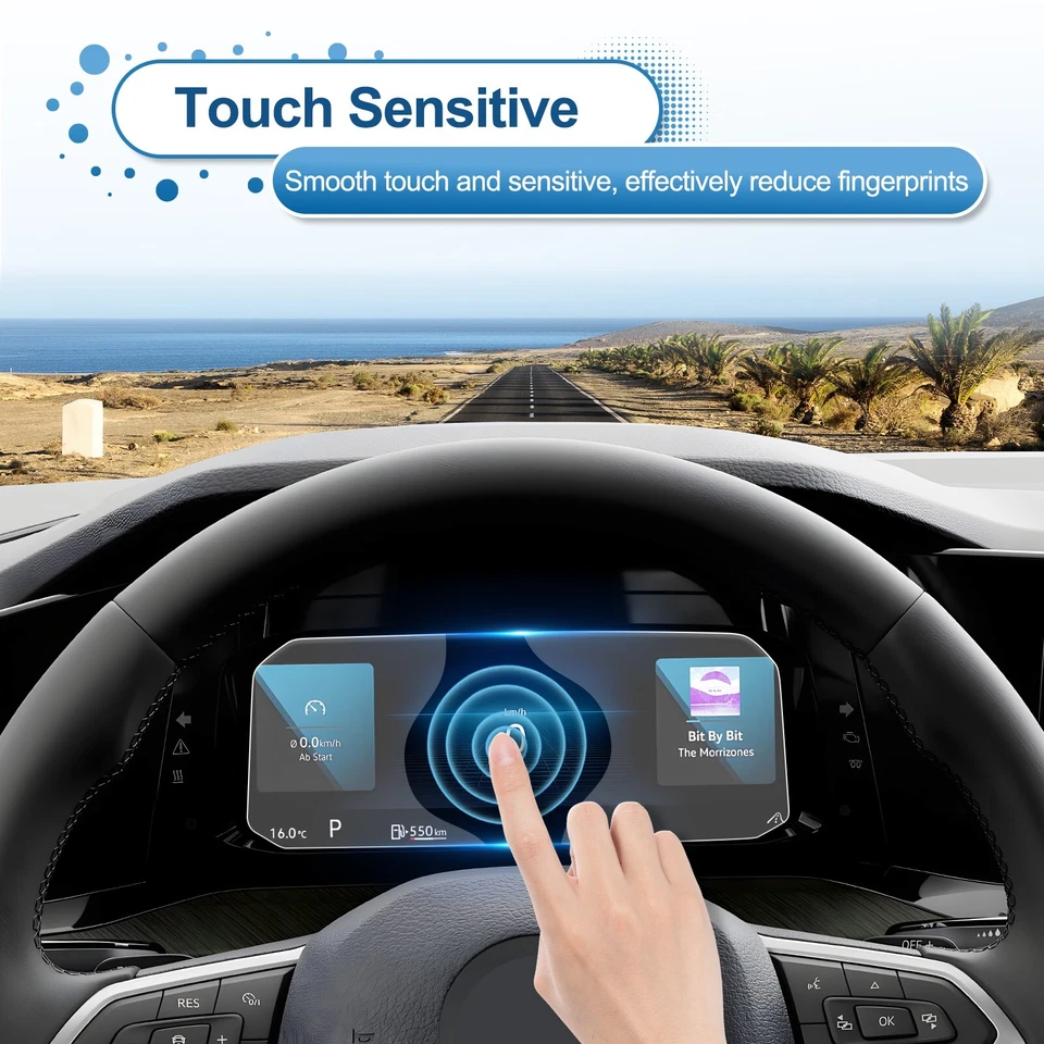 RUIYA Car Cockpit Screen Protector Tempered Glass 10.25-in For 2022-2024 VW Golf - Image 2 of 4