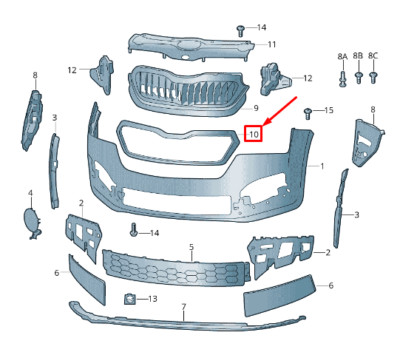 New SKODA RAPID NH Radiator Grille Trim 60U853761 2ZZ 60U8537612ZZ NO DUTIES