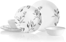 Corelle Boutique Misty Leaves 12-Piece Dinnerware Set, Service for 4 (Pack of 1)