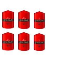 Set of 6 Pillar Unscented Wax Tealight Candles Red Small Tea Lights 2.8"X3"