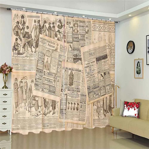 Newspaper Information 3D Blockout Photo Print Curtain Fabric Curtains Window - Imagen 4 de 10