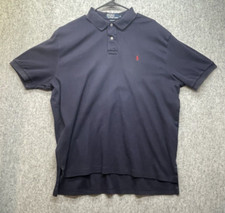 Polo Ralph Lauren XL Blue Polo Shirt With Red Logo 100 Cotton