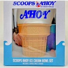 2023 Netflix Stranger Things Scoops Ahoy Ice Cream Bowl Set 2 Bowl 2 Spoon