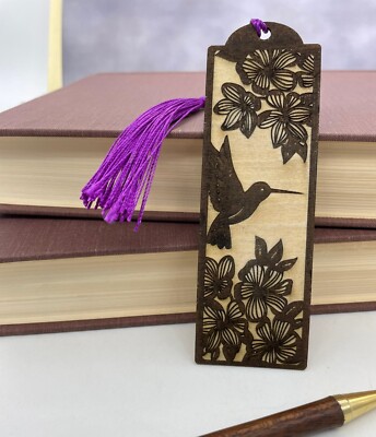 Hummingbird Bookmark - Engraved Wooden Hummingbird Bookmark - Reader Gift