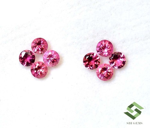 4 mm Natural Pink Tourmaline Round Cut Lot 08 Pcs 2.28 CTS Loose Gemstones - Picture 3 of 8