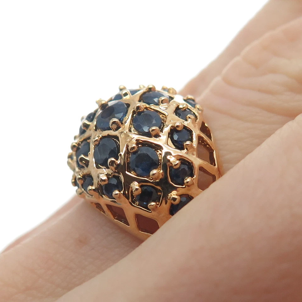 ROSS SIMONS 925 Sterling Silver Gold Plated Real Sapphire Gem Dome Ring Size 6 - Image 2 of 4