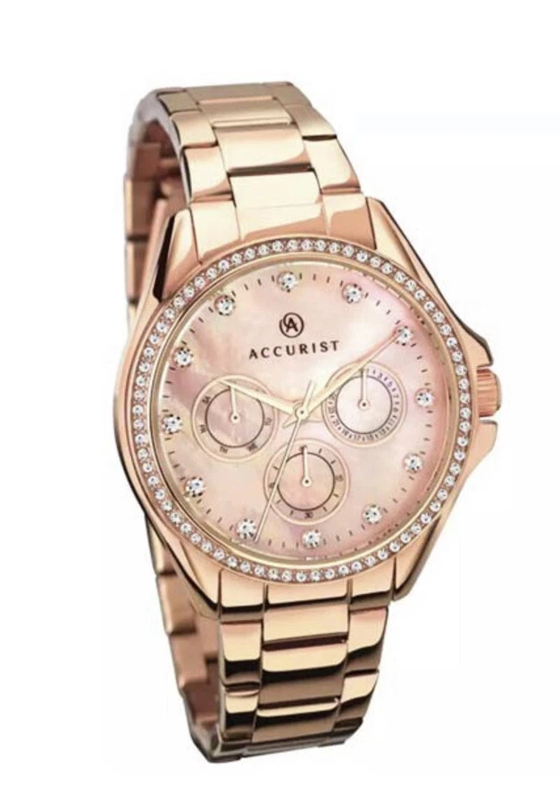 Reloj Accurist de acero inoxidable chapado en oro rosa para dama Foto 2 de 4