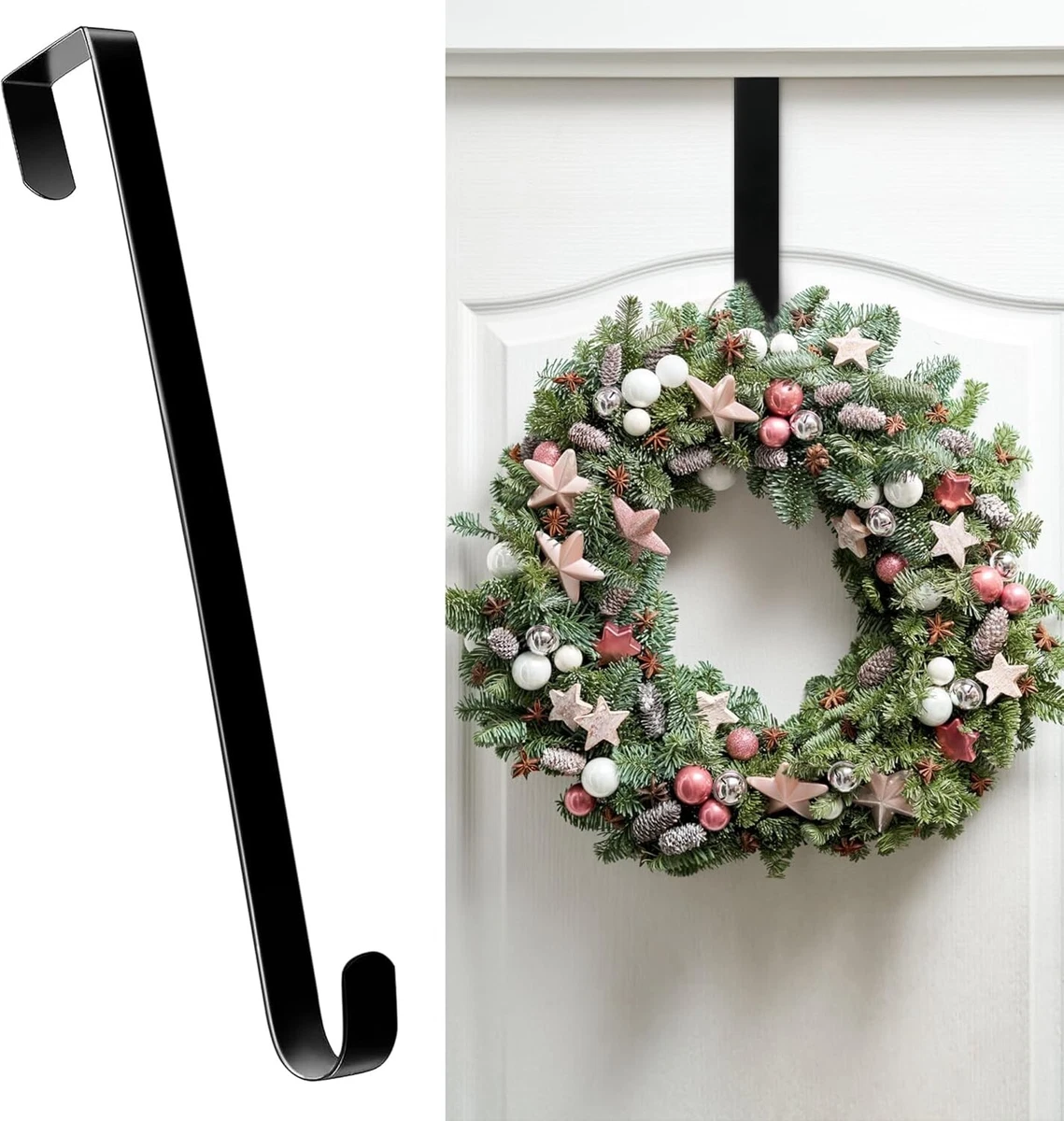 Sattiyrch Adjustable Over-The-Door Wreath Hanger - Holds 20 Lbs, Extends 15-25", Brushed Copper - View #2