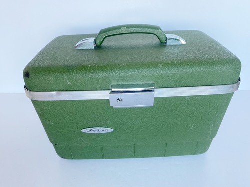 Forecast Green Hard Train Make Up Case Mirror Sears Vintage Luggage