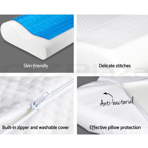 Giselle Bedding Memory Foam Pillow Cool Gel Contour Pillows Home Hotel w/Cover - Picture 7 of 11