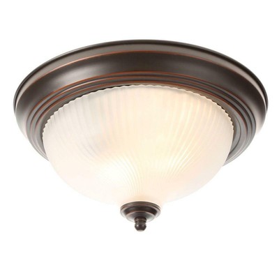 Hampton Bay 2 Bulb Ceiling Light Fixture In Oil Rubbed Flush Mount 6940500310527 Ebay