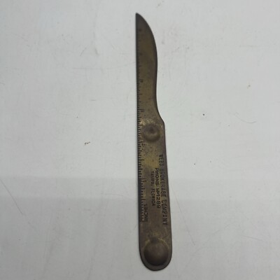 Vintage Webb Brokerage Company Brass Advertising Letter Opener Tampa FL Ruler