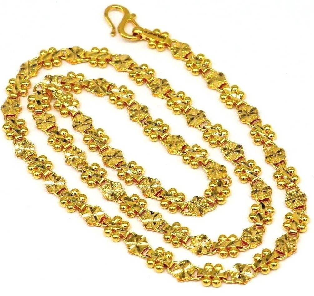 22kt yellow gold Floral design chain necklace 916 hallmarked