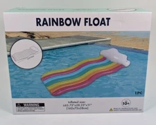 Inflatable Rainbow & Cloud Pool Float Raft 63.75" x 28.25" x 11" New In Box