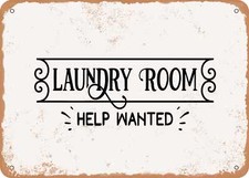 METAL SIGN - Laundry Room Help Wanted - Vintage Look Sign