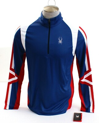 Spyder Rad Pad Blue T Neck 1/2 Zip Pro Web Long Sleeve Shirt Men's NWT