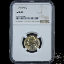 1945 Jefferson Nickel  NGC MS 64