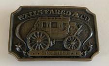 Vintage 1973 Wells Fargo Brass Belt Buckle Wells Fargo Company Numbered
