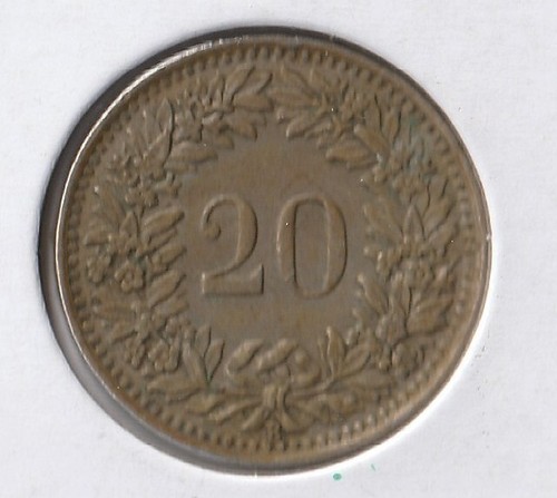 Coin Switzerland 20 Rappen 1950 KM29a - Picture 2 of 2