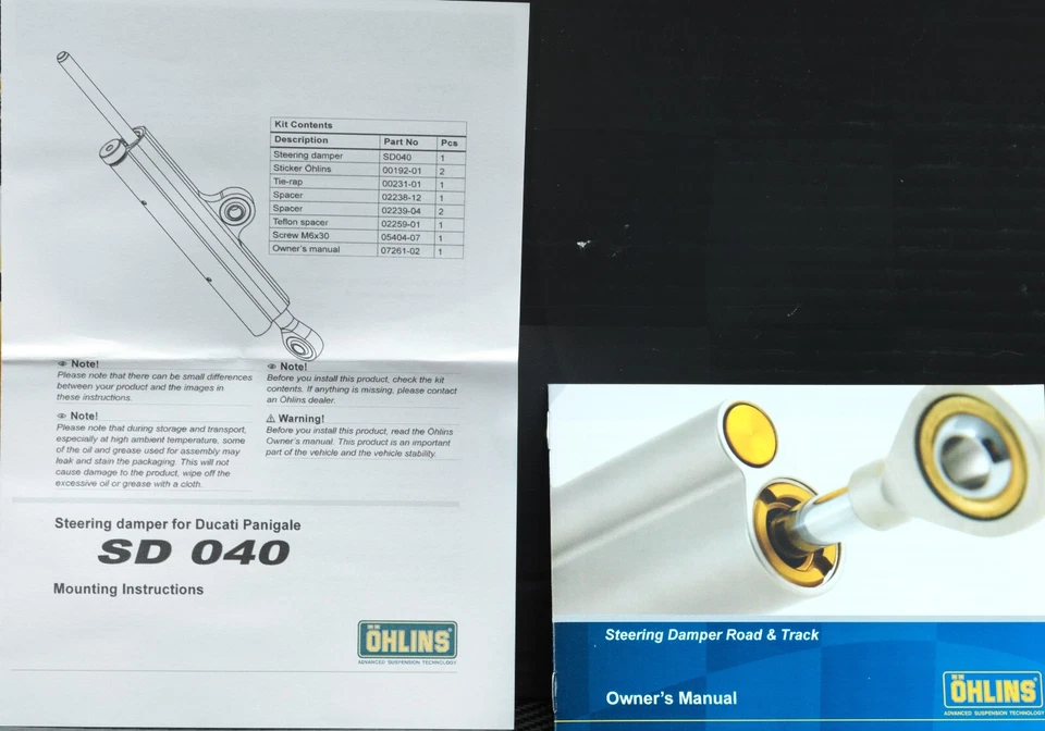 Ohlins SD040 Steering Damper Fits Ducati Panigale Models 1199 1299 899 959 V4 V2 Foto 2 de 4