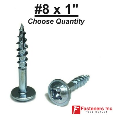 Kreg #8 X 1'' Zinc Coarse Thread Pocket Hole Screws Phil / Square Combo (Pick Qty