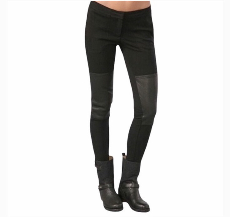 Theory Tinysa leather patch moto ponte black pants - size 4