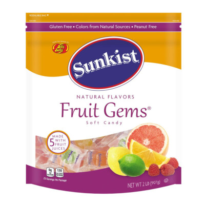 Jelly Belly Sunkist  Fruit Gems (Individually Wrapped) - 2 Pound Pouch Bag