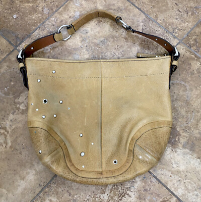 バッグ Coach Soho Hobo Suede Leather Shoulder Coach Gold Soho Limited Edition Suede Leather Chevron Hobo