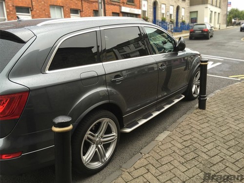 Pedane Per Audi Q7 4M 2015+ In Alluminio Lucido ABS Passi Laterali Skirts Bar - Foto 6 di 7