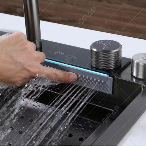 Waterfall Sink Kitchen Sink & Cup Washer & Rainwater Rinser and pullout 360 Tap - Picture 9 of 17