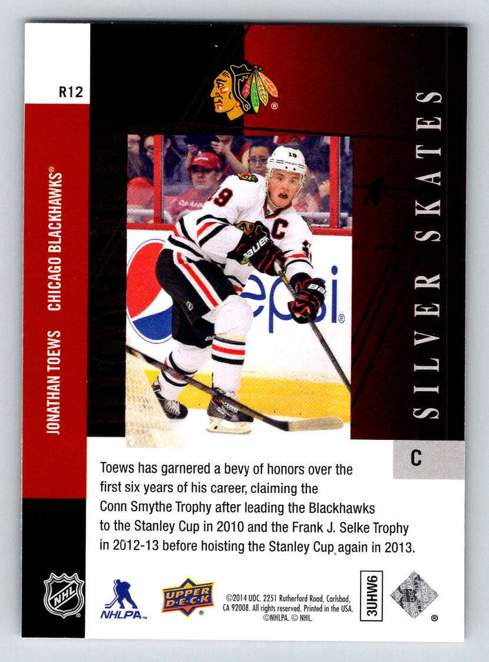 2013-14 SP Authentic Silver Skates #R12 Jonathan Toews (ref 188680) - Image 2 of 2