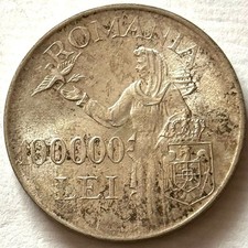 ROMANIA 100 000 LEI 1946 Mihai I King of the Romanians 25 GRAMS SILVER 700